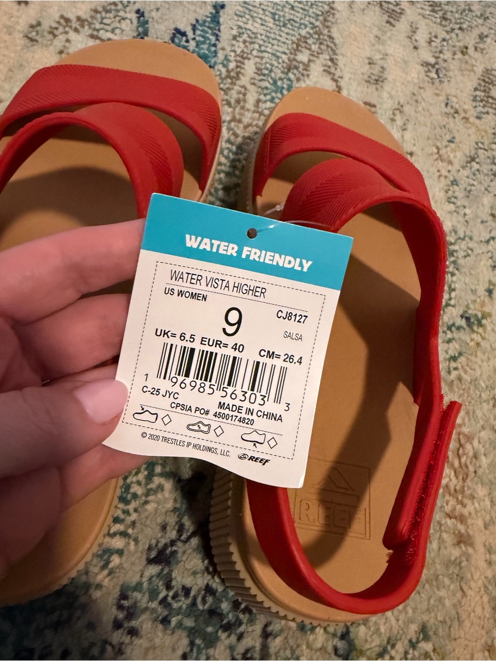 Reef Red Platform Sandals with Tan Sole - Picture 4 of 4